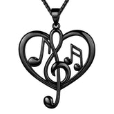 Women Musical Note Necklace Heart Treble Clef Music Note Pendant Jewelry Gifts For Music Lover Atpk0057
